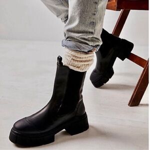 Free People Maren Mid Black Leather Chelsea Boots Size 38.5 US Size 8.5 NWT